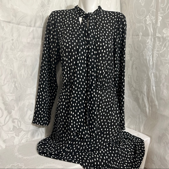 BCBG MAXAZRIA B&W Collared Buttoned Front Dress - Picture 7 of 12